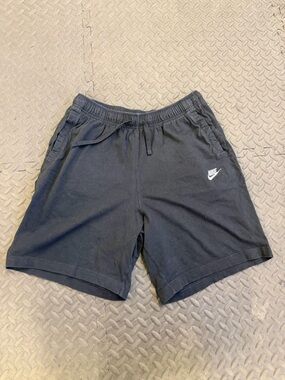 Nike Black Athletic Drawstring Shorts with White Swoosh